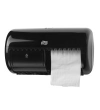 Toiletpapierdispenser Tork Duo Elevation Line T4 zwart