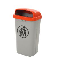 Afvalbak buiten 50 liter kunststof grijs/oranje vuurbestendig