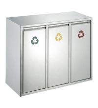 Afvalbak Recycling 3 x 15 liter RVS mat VB 710423