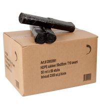 Afvalzak HDPE 50 x 55 cm T10 zwart