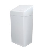 Afvalbak met klepdeksel 50 liter staal wit gemoffeld