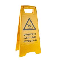 Waarschuwingsbord inklapbaar geel met opschrift